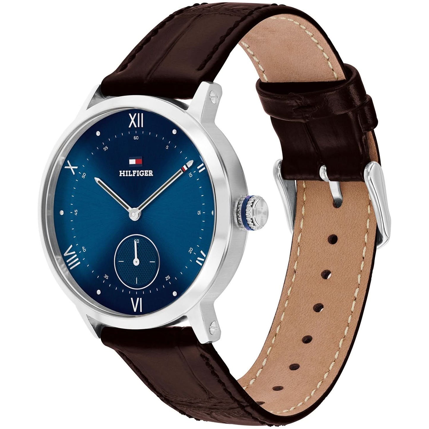 Tommy Hilfiger Armbanduhr mit kleiner Sekunde und verstellbarem braunem Lederarmband