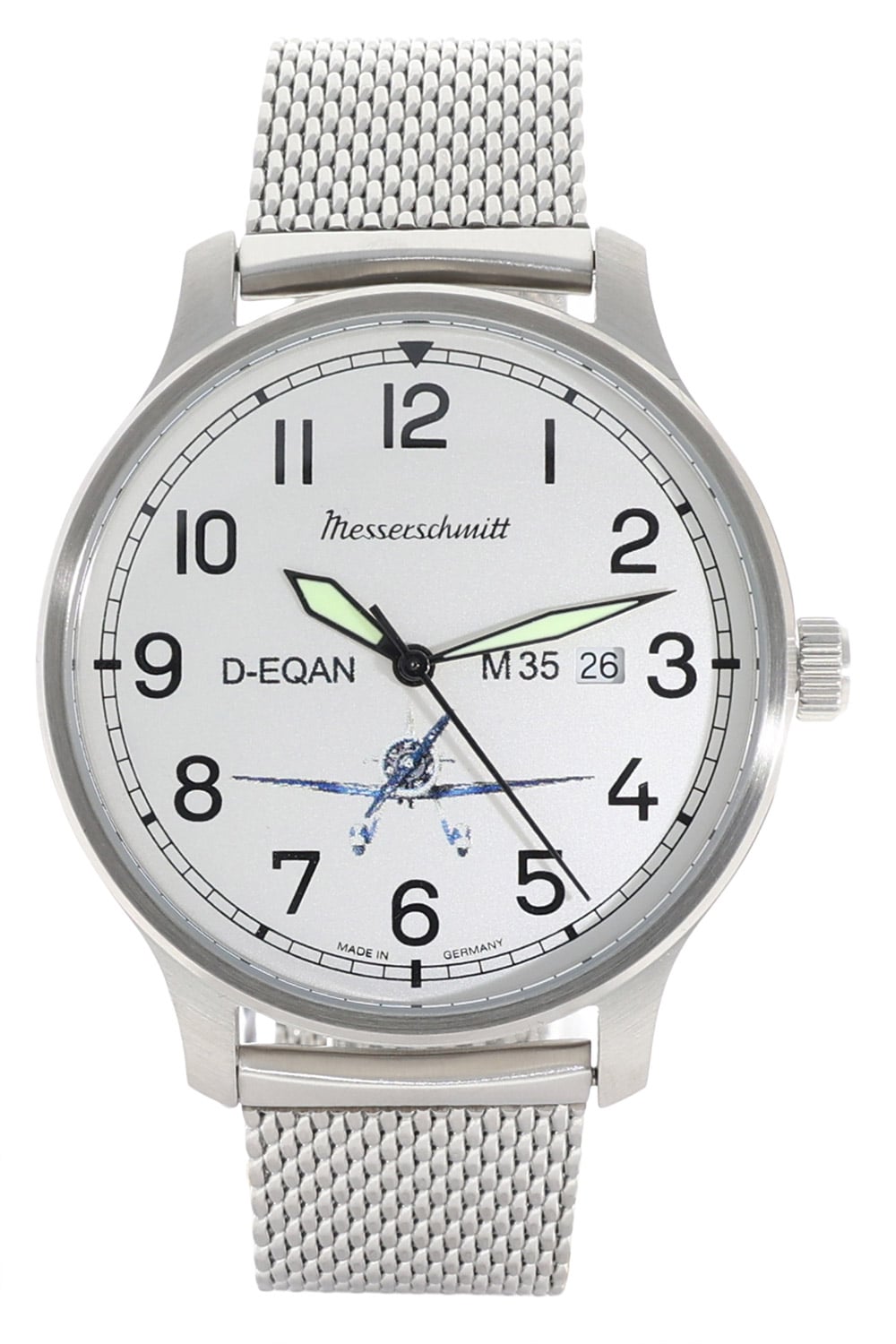 Zegarek męski Messerschmitt M35 M-35Q-SM srebrny • szwajcarski mechanizm kwarcowy • bransoleta typu mesh
