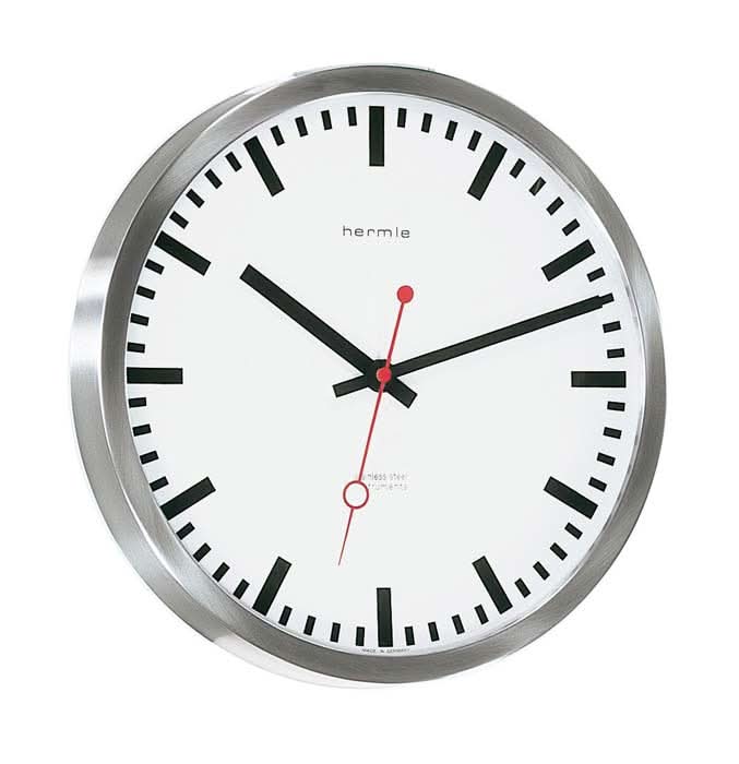 Hermle Horloge Murale 30,5x30,5x5 cm Acier Inoxydable • Mouvement à Quartz Silencieux • Design Moderne
