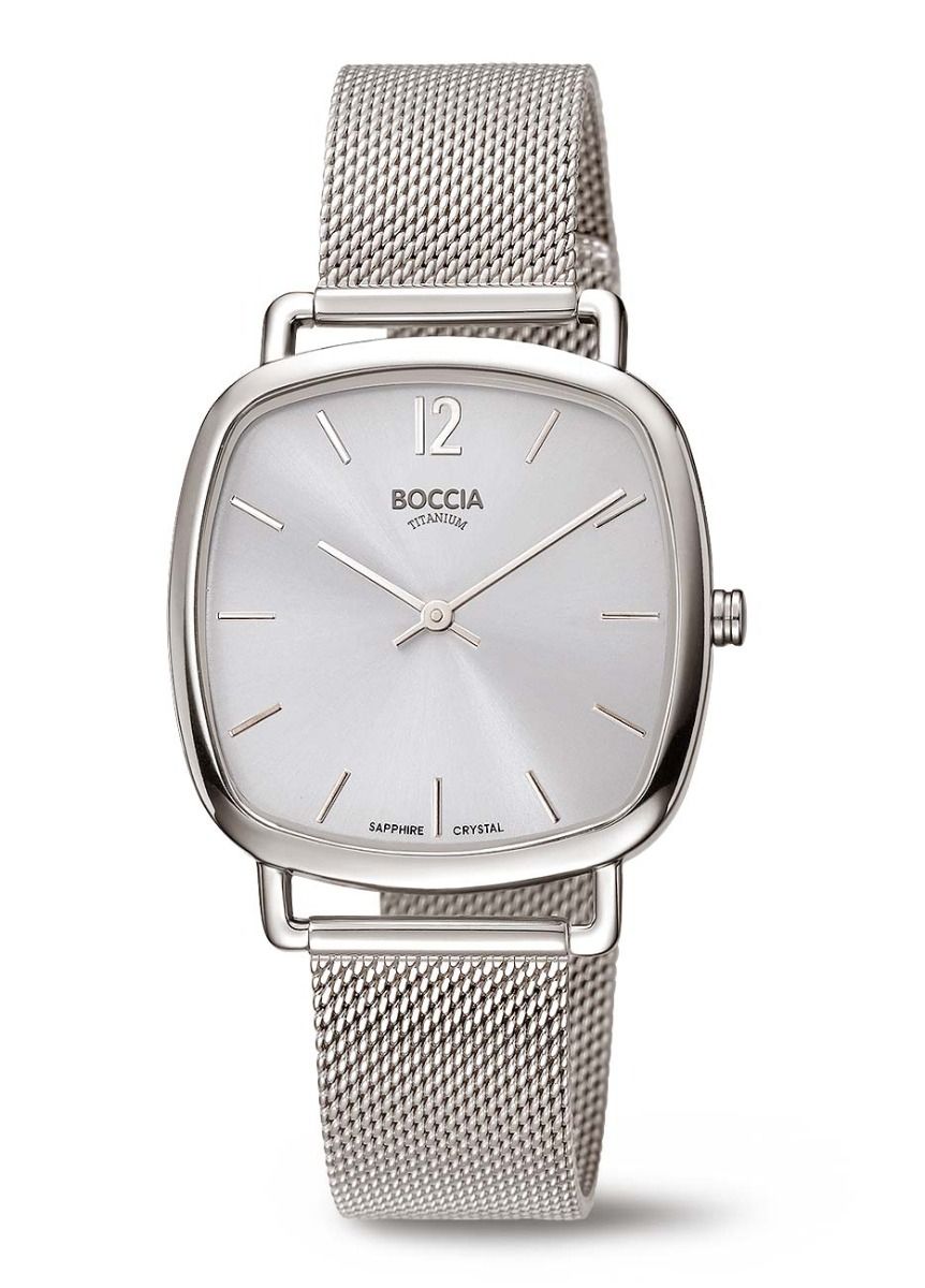 Boccia Titanium 3334-06 Damski Zegarek na Rękę Srebrny • Szkło Szafirowe • Ultrapłaska Koperta Tytanowa