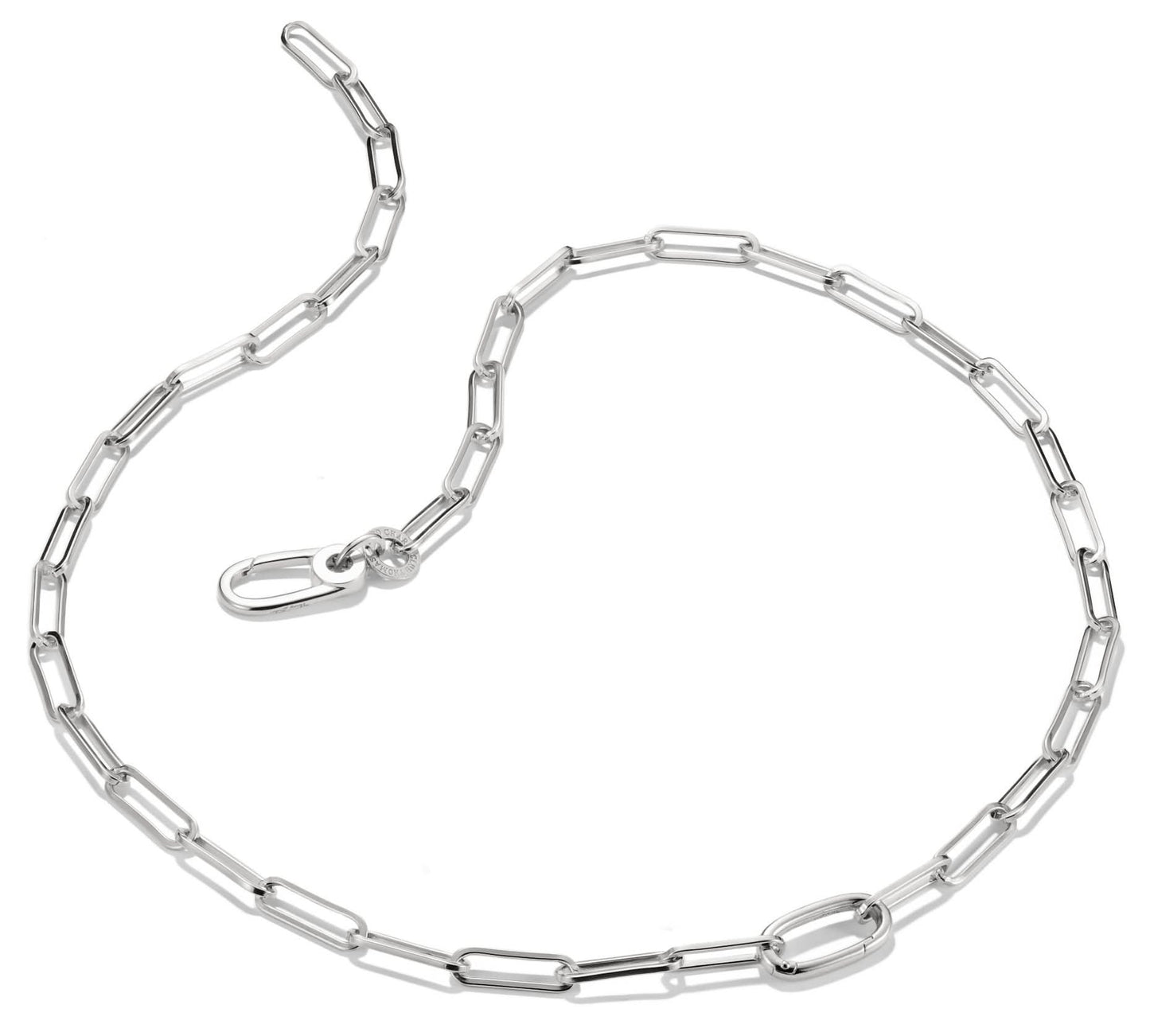 Srebrny naszyjnik typu charm z ogniwami typu paperclip i owalnym zapięciem typu connect