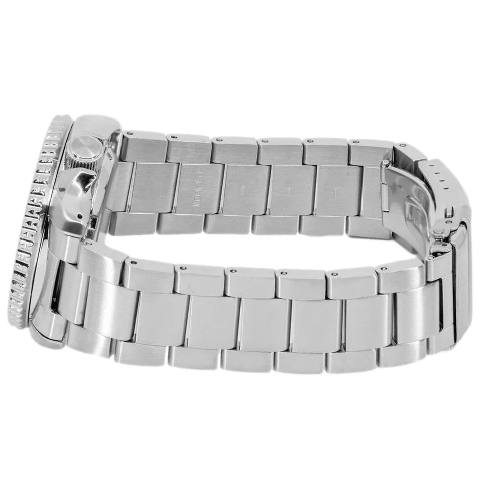 Seiko Herrenarmbanduhr mit Edelstahlarmband, Seitenprofil und verschraubter Krone