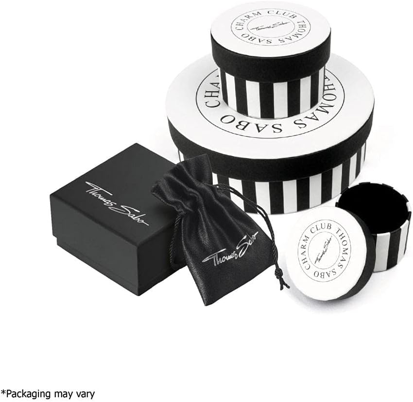 Naszyjnik Thomas Sabo ze srebra próby 925 w pudełku prezentowym z woreczkiem i zawieszkami, czarno-biały
