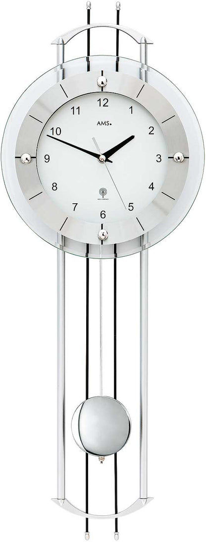 Horloge murale AMS 68x24x7 cm métal • Mouvement radio-piloté précis • Pas de changement d'heure été/hiver