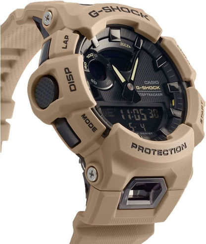 Zegarek męski G-Shock w kolorze piaskowym z wyświetlaczem cyfrowym, widok pod kątem