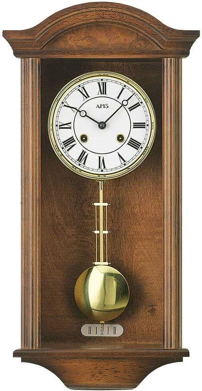AMS Horloge murale 53x27x13 cm bois • Mouvement mécanique de 14 jours • Arrêt manuel de la sonnerie