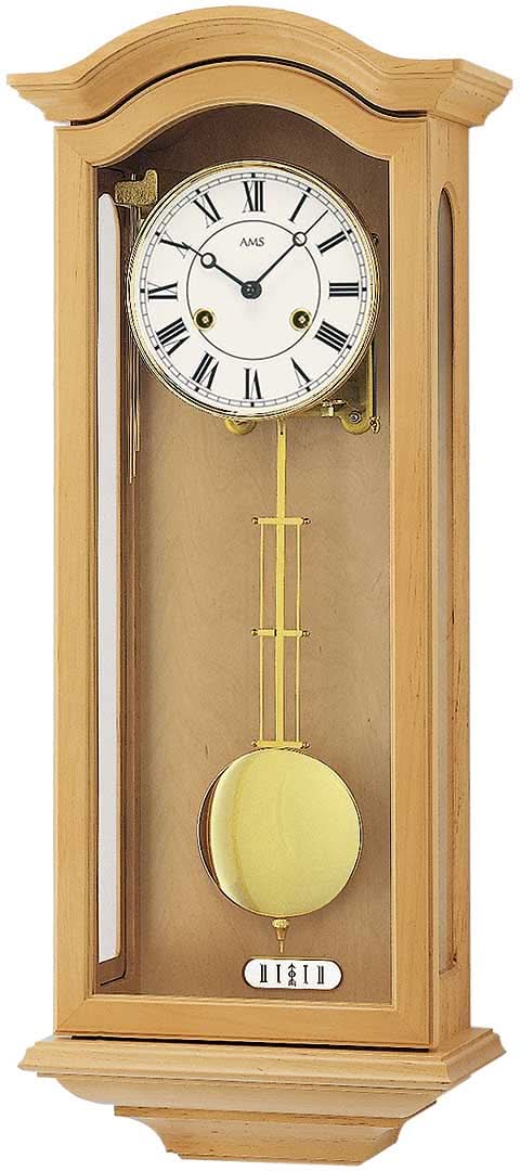 Horloge murale AMS 67x27x15 cm bois • Mouvement mécanique 14 jours • Sonnerie Bim-Bam