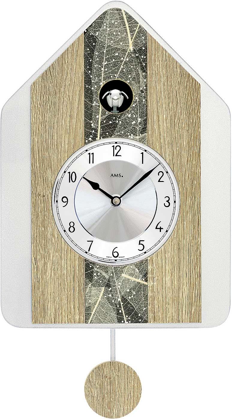 Horloge murale AMS 34x24x5 cm bois • Avec chant du coucou • Design moderne