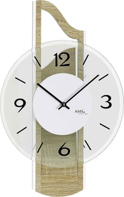 Horloge murale AMS 42x27x9 cm bois • Design moderne • Mouvement à quartz