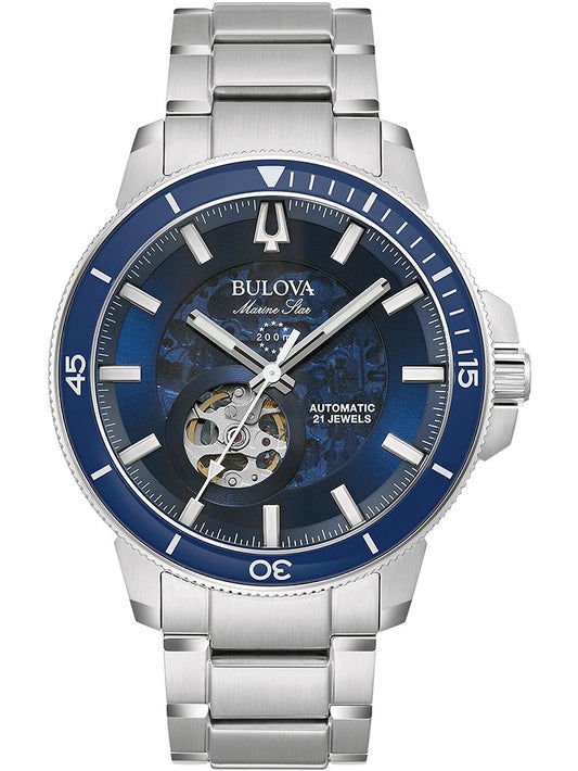 Bulova Marine Star 96A289 Herren Armbanduhr Blau • Automatikwerk • Mineralglas