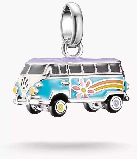 Srebrny charms w kształcie busa w stylu hippie z kółeczkiem do zawieszenia