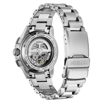 Citizen Promaster Sky Navihawk Herrenarmbanduhr Rückseite mit sichtbarem Automatikwerk
