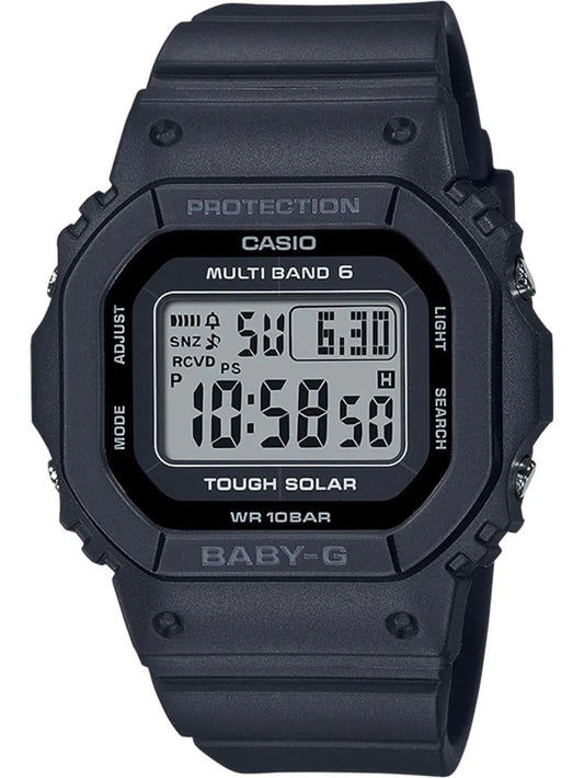 Cyfrowy zegarek damski Casio Baby-G z granatowym paskiem z tworzywa sztucznego i wyświetlaczem LCD
