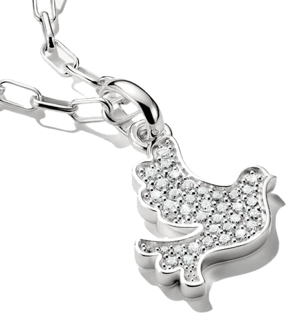 Thomas Sabo Charm Pendant, Dove of Peace with White Gemstones, Made of Silver