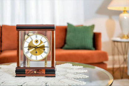 Hermle Pendule de table 30x23x21 cm bois de cerisier • Carillon Westminster • Mouvement apparent