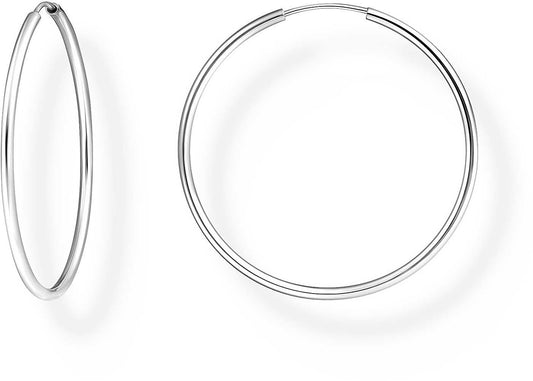Srebrzyste średnie kolczyki koła z gładkimi pałąkami, okrągły design typu hoops