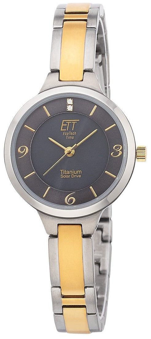 Zegarek damski Eco Tech Time ELS-12146-52M z ciemną tarczą i dwukolorową tytanową bransoletą