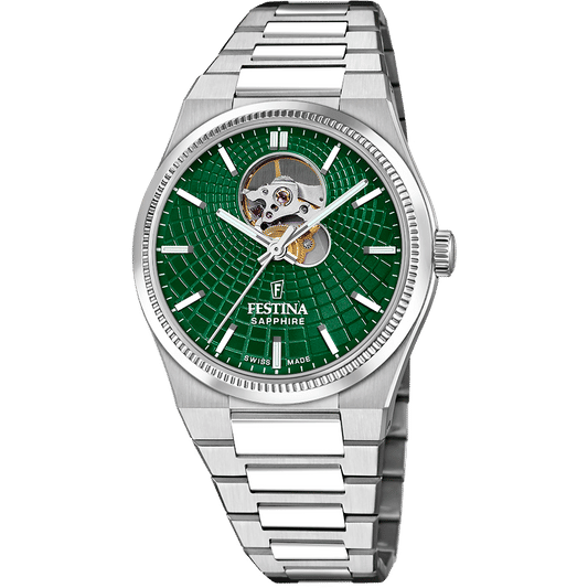 Festina Rivé F20053/3 Herren Armbanduhr Grün • Automatikwerk Soprod P024 • Saphirglas