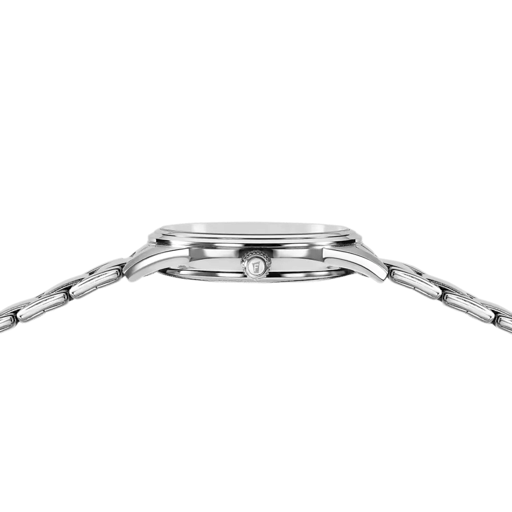 Festina Armbanduhr im Seitenprofil mit silbernem Metallarmband