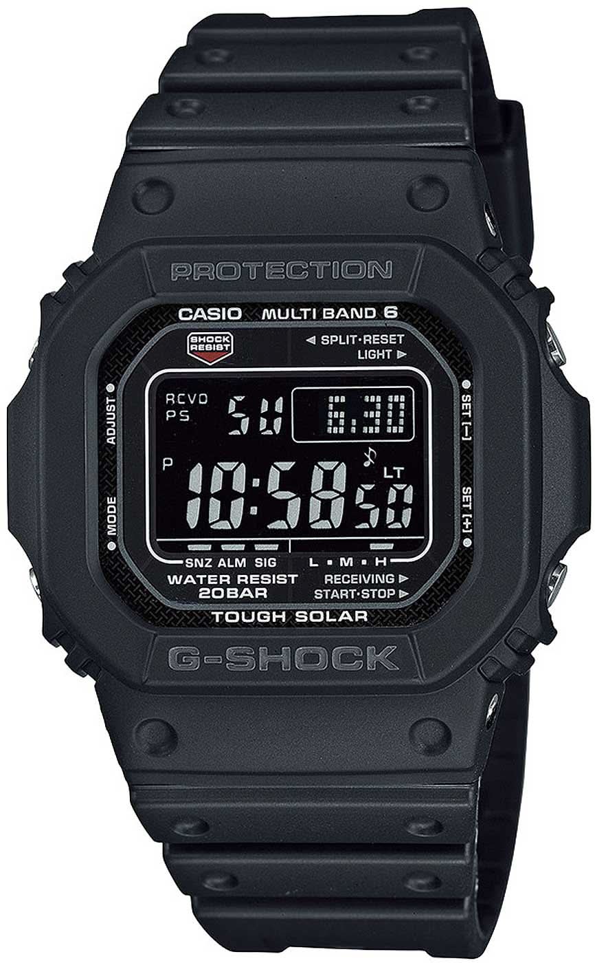 Zegarek Casio G-Shock z czarną kopertą, cyfrową tarczą i systemem Tough Solar