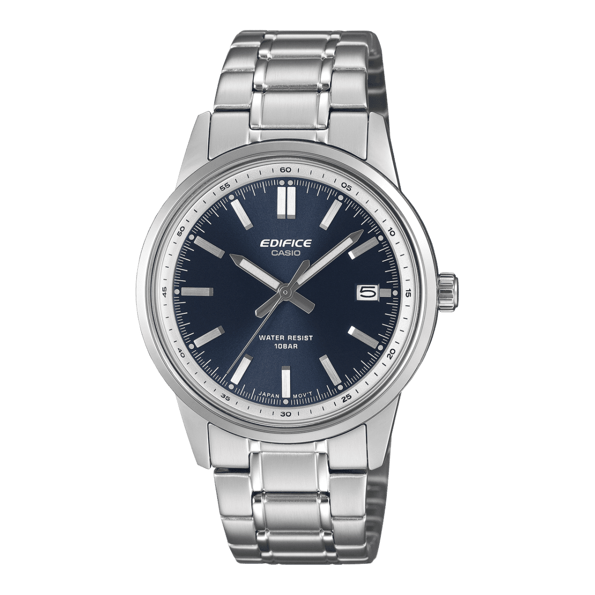 Herrenarmbanduhr Edifice mit blauem Zifferblatt und silbernem Edelstahlarmband