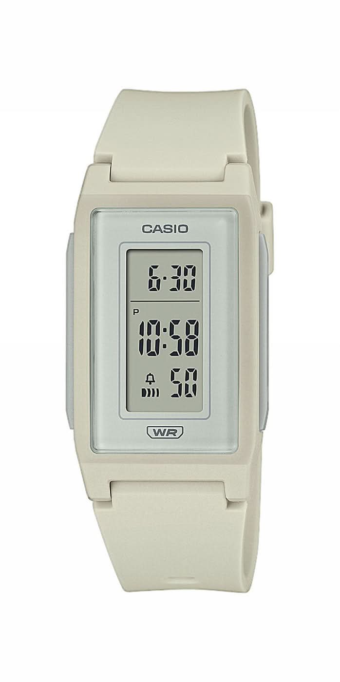 Zegarek Casio Vintage z wyświetlaczem LED i jasnym paskiem z kauczuku, prostokątna koperta