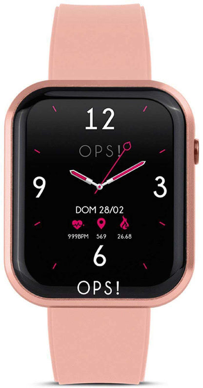 Smartwatch unisex z różowym silikonowym paskiem i czarnym wyświetlaczem