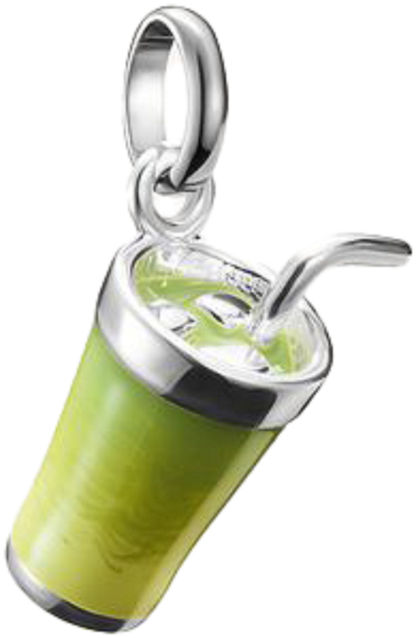 Srebrny charms z zawieszką w kształcie matcha latte z zieloną emalią
