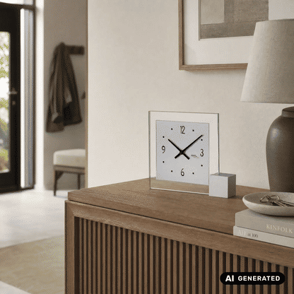 Zegar stołowy AMS Design T102 • Cichy mechanizm • Szkło mineralne