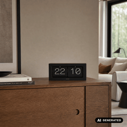 Karlsson Tischuhr mit schwarzem Flip-Display und Klappzahlen 22:10