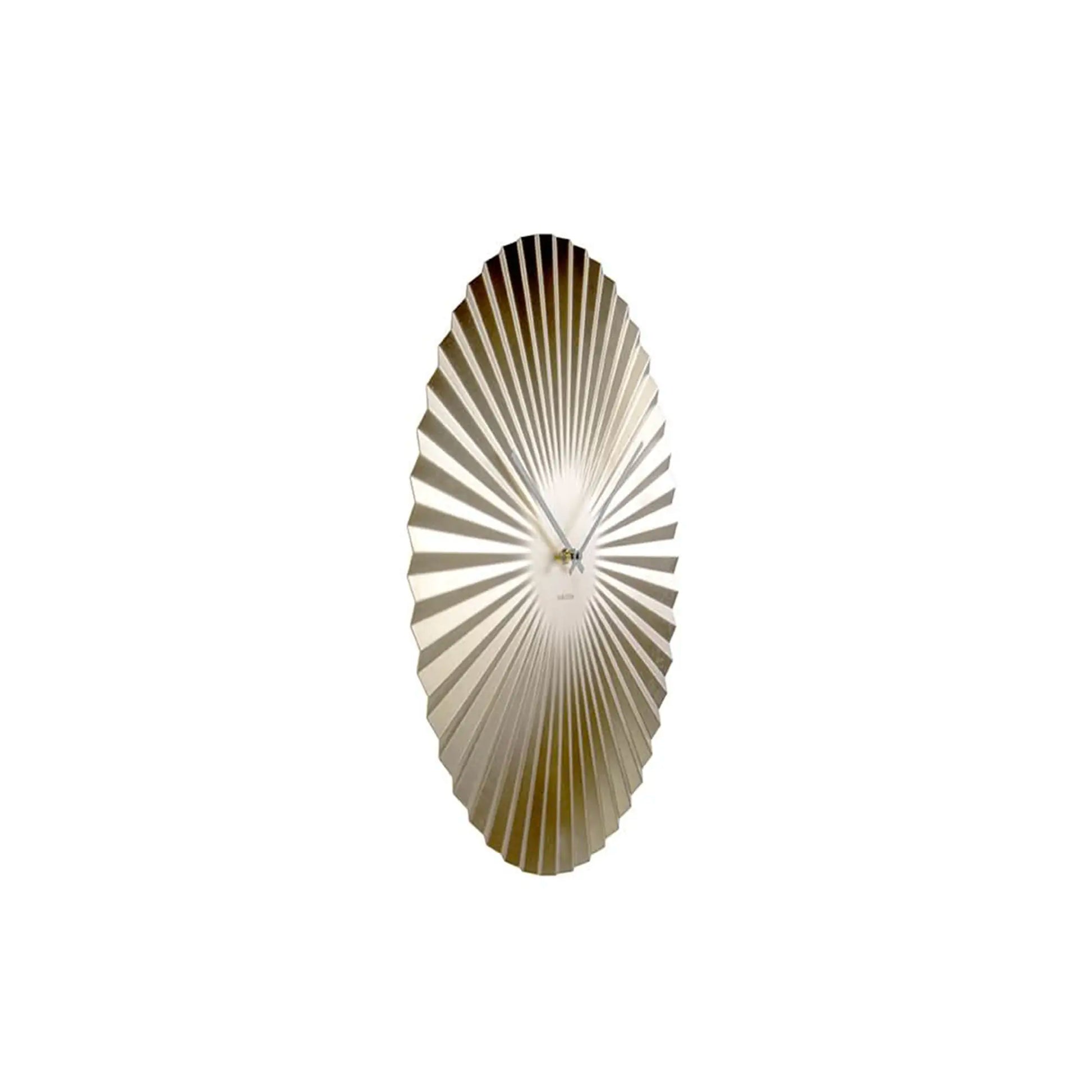 Runde Wanduhr im Fächer-Design, goldfarben mit schwarzen Zeigern