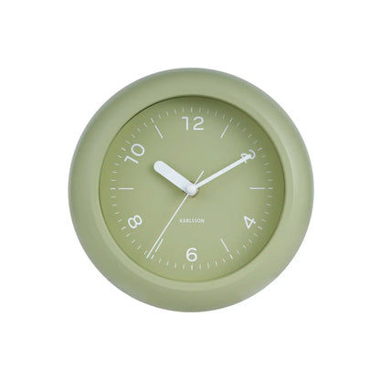 Karlsson Wanduhr Teegrün, runde Uhr mit weißen Ziffern, Stunden- und Minutenzeiger