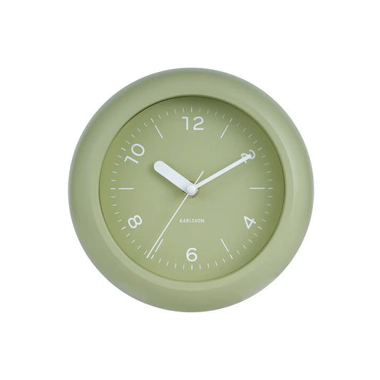 Karlsson Wanduhr Teegrün, runde Uhr mit weißen Ziffern, Stunden- und Minutenzeiger