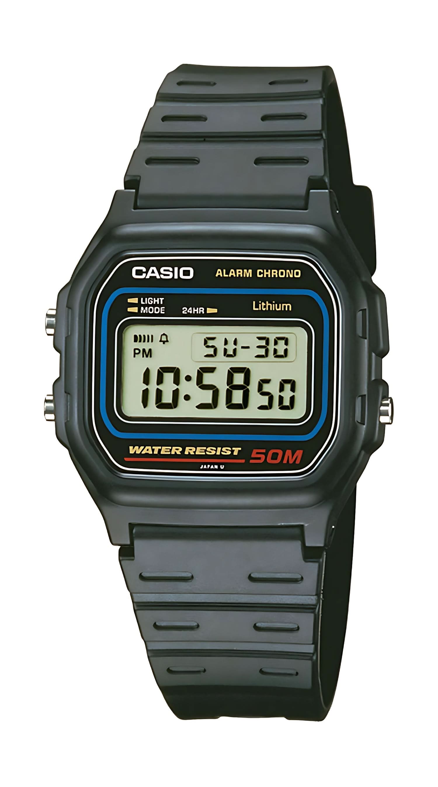 Zegarek męski Casio z wyświetlaczem cyfrowym i ciemnozielonym paskiem z tworzywa sztucznego