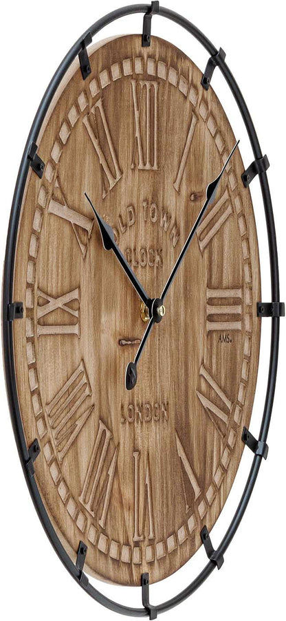Horloge murale AMS 40x40x3 cm bois • Mouvement à quartz • Design moderne