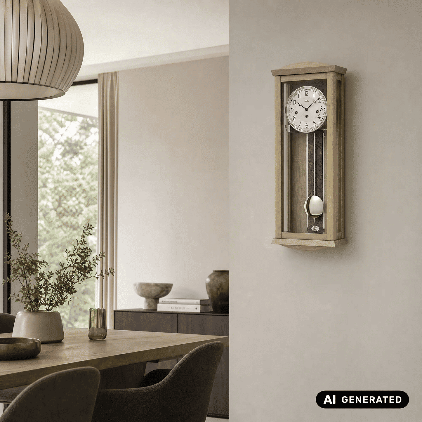 Zegar ścienny AMS Regulator R2745 dąb • mechanizm Westminster • mechanizm 8-dniowy
