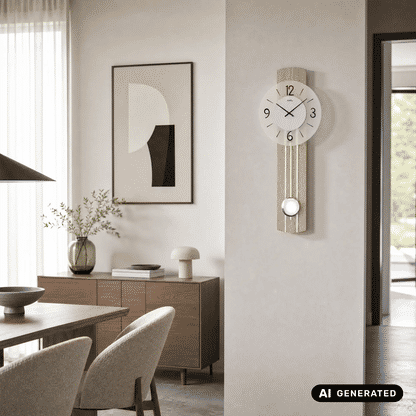 Zegar ścienny AMS W7274 dąb Sonoma • mechanizm kwarcowy z wahadłem • szkło mineralne