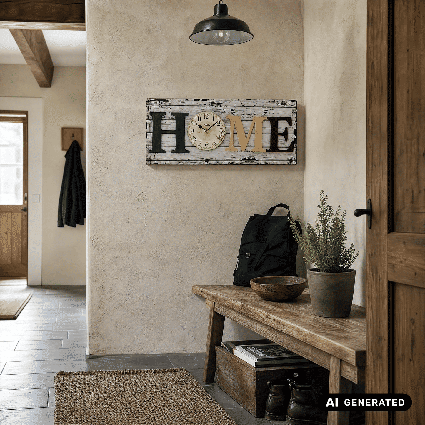 Zegar ścienny AMS W9428 drewno/szkło • Nadrukowane szkło mineralne • Elementy drewniane