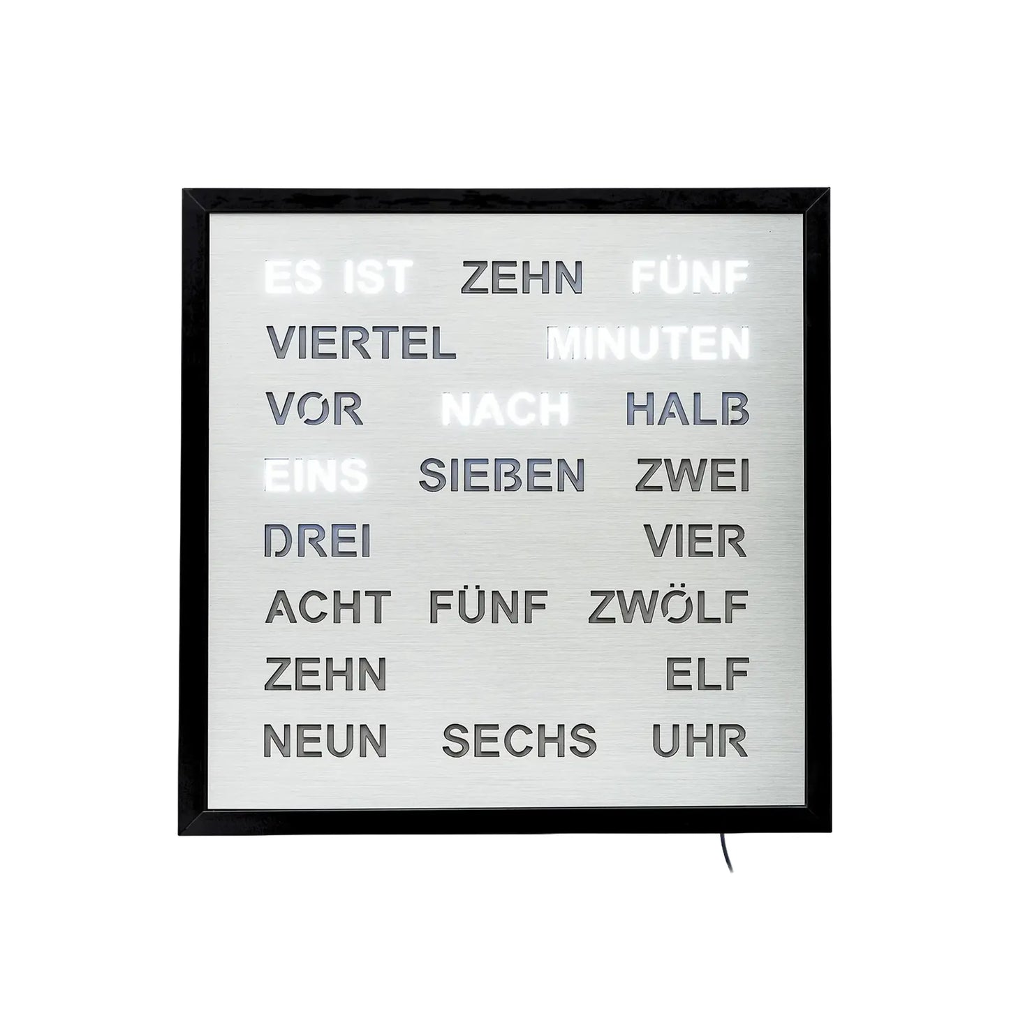 Zegar ścienny AMS Design T1275 • Zegar słowny LED • Aluminium