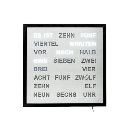 Zegar ścienny AMS Design T1275 • Zegar słowny LED • Aluminium