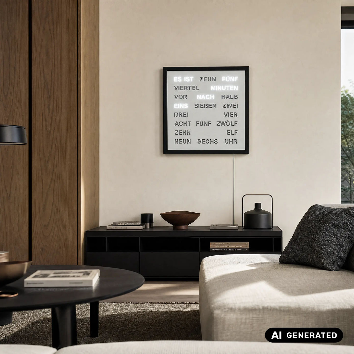 Zegar ścienny AMS Design T1275 • Zegar słowny LED • Aluminium