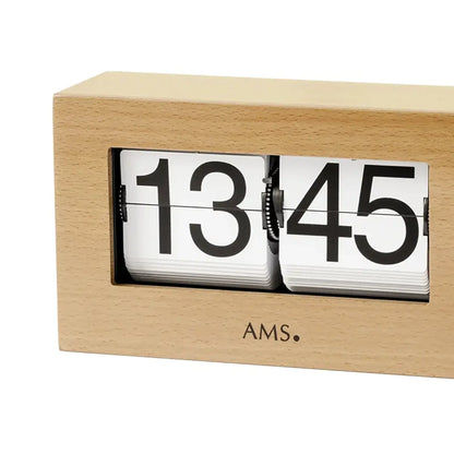 AMS 1175/18 Zegar stołowy / Flip Clock buk • Obudowa z litego drewna • Wskazanie 24-godzinne